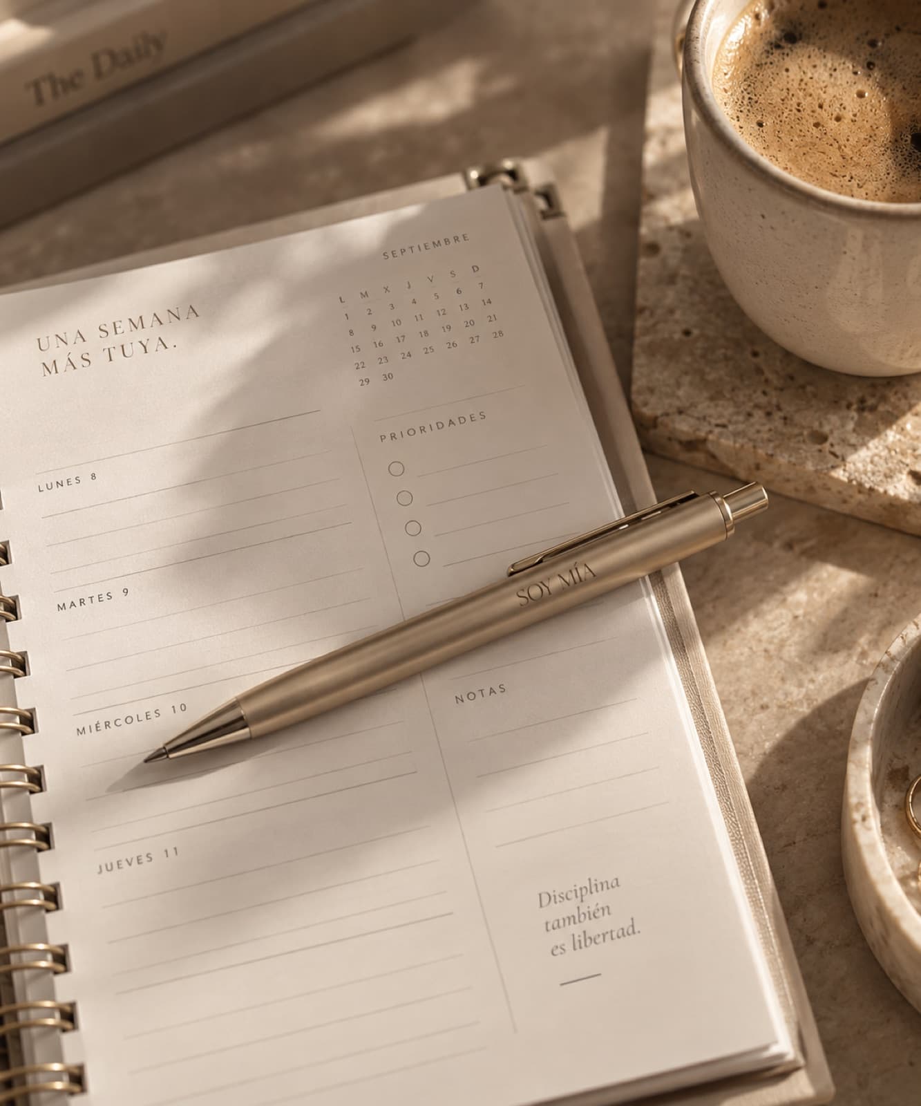 Interior de la agenda con la semana por horas